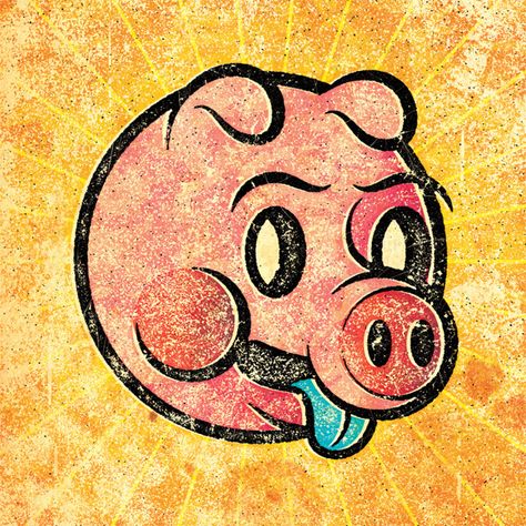 Hey pig, Yeah you! by Alexei Vella, via Behance Personal Illustration, Pig Drawing, Chalk Sign, Pig Illustration, Mid Century Illustration, Pig Cartoon, Graphic Design Ads, Graffiti Cartoons, Japanese Tattoo Art