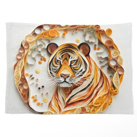 "Earth Tiger - Quilled Paper Artwork - AI Generated" Sticker by Quilluminations | Redbubble Quilling Images, Chinese Zodiac Tiger, Diy Quilling Crafts, Quilling Animals, Art Children, Quilled Paper Art, Paper Quilling Patterns, Quilling Craft, Nursery Decor Boy