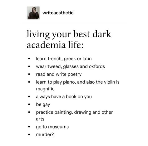 Dark Academia Bio Ideas, Dark Acedemia Girl Outfits, Dark Academia Things To Do, Dark Academia Tips, Dark Academia Activities, Dark Academia Study, Dark Academia Things, Punk Academia, Dark Academia Guide