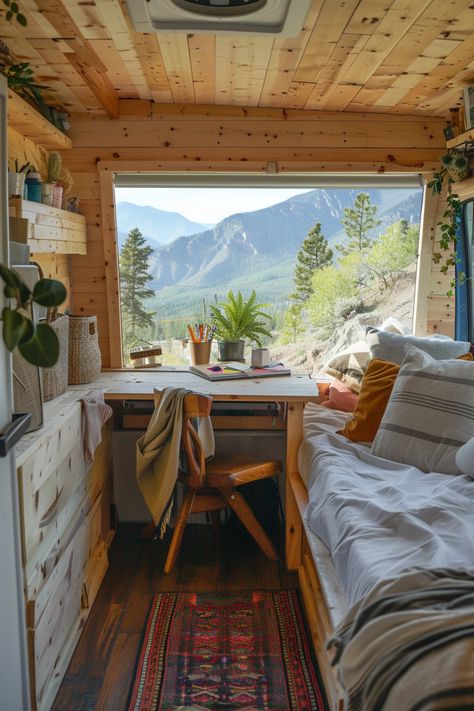 35 Camper Vans Ideas for Digital Nomads - TastyInteriors Camper Design Interior, Camper Bookshelf, Van Home Aesthetic, Camper Studio, Digital Nomad Aesthetic, Van Life Ideas, Vanlife Interiors, Vans Ideas, Caravan Living