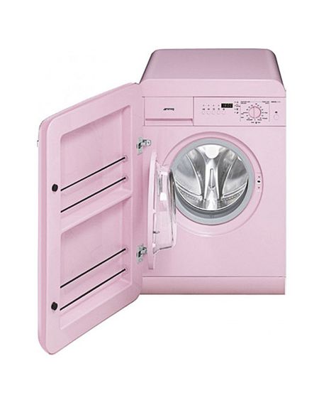 smeg-washing-machine Tiny House Appliances, Small Washing Machine, Pink Washing, Modern Laundry Rooms, Diy Rv, Mini Washing Machine, Unique Products Design, Pink Kitchen, Rv For Sale