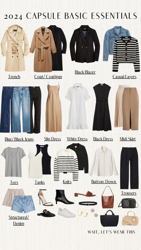 Minimalist Wardrobe Capsule, Capsule Wardrobe Casual, Capsule Wardrobe Women, Basic Essentials, Classic Capsule Wardrobe, Capsule Wardrobe Essentials, Fashion Capsule Wardrobe, Spring Capsule Wardrobe, Summer Capsule Wardrobe