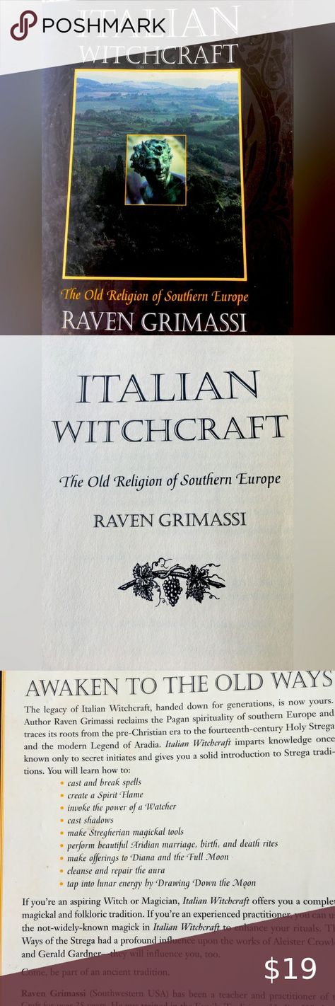 Italian Witchcraft by Raven Grimassi 306 pages Raven Grimassi, Italian Witchcraft, Pagan Spirituality, Southern Europe, Still Alive, Halloween Decor, Spirituality, Old Things, It Cast