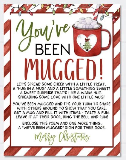 2340 West Newton: You've been Mugged!! You've Been Jingled, You've Been Mugged, Holiday Cookie Exchange Party, Christmas Gift Exchange Games, Halloween Gift Baskets, Holiday Car, Holiday Cookie Exchange, Neighbor Christmas Gifts, Christmas Gift Exchange