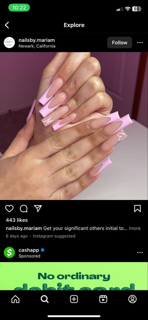 Letter Nail Designs Initials White, Pink Nails With D Initial, Acrylic Nails M Initial, Nails With Your Bf Initial, Light Blue Nails With Initial On It, Red Nails With M Initial, French Nails With An Initial, Pink Nail Designs With Initials, Cute Nails W Initials