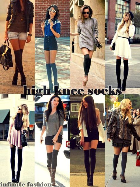 high knee socks #staple #fall Outfits With Knee High Socks, Knee Socks Outfits, Knee High Socks Outfit, High Socks Outfits, Socks Outfit, Cold Fashion, Sock Outfits, Knee Socks, Knee High Socks