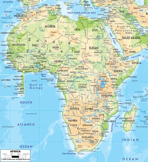 Africa | Physical Map of Africa and African Countries Physical Maps Africa Geography, Africa Continent, Map Of Africa, African Origins, Physical Map, African Flag, Geography Map, African Map, Capital Cities