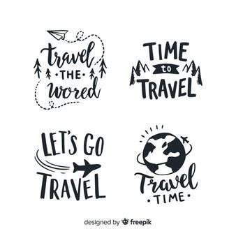 Travel concept with landmarks | Free Vector Travel Calligraphy, Travel Lettering, Album Photo Voyage, Travel Typography, Travel Doodle, Traveling Quotes, Quotes Lettering, Travel Doodles, Travel Journal Pages