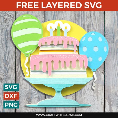 Free SVGs for Cricut - Craft with Sarah Diy Birthday Card Cricut, Cricut Verjaardag, Birthday Cricut Projects, Cricut Birthday Cards Free Svg, Free Layered Svg Files, Art Corners, Free Layered Svg, Diy Halloween Cupcakes, Free Svgs For Cricut