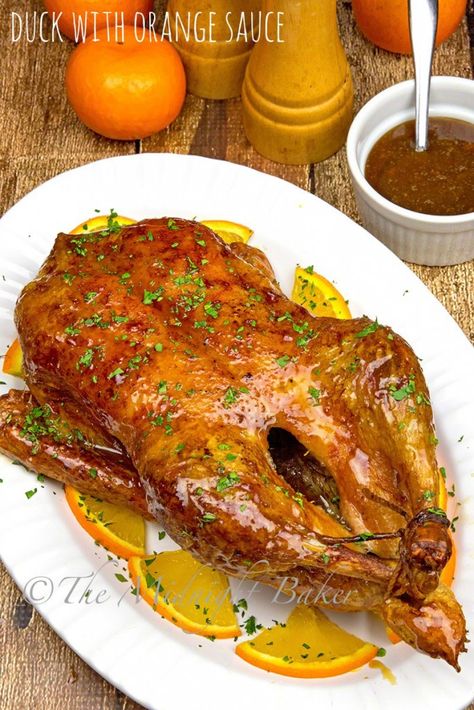 The most favored way to serve roast duck Orange Balsamic Glaze, Roast Duck With Orange Sauce, Duck With Orange Sauce, Whole Duck Recipes, Peking Duck Recipe, Duck Orange, Roasted Duck Recipes, Goose Recipes, Duck Recipe