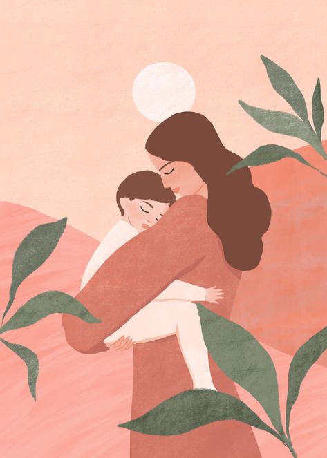 Mother's Touch on Behance Mom And Baby Illustration, Mother And Son Art, Comfort Art, Mother Art, Baby Illustration, Mom Art, Pablo Picasso, Society6 Art, Stationery Cards