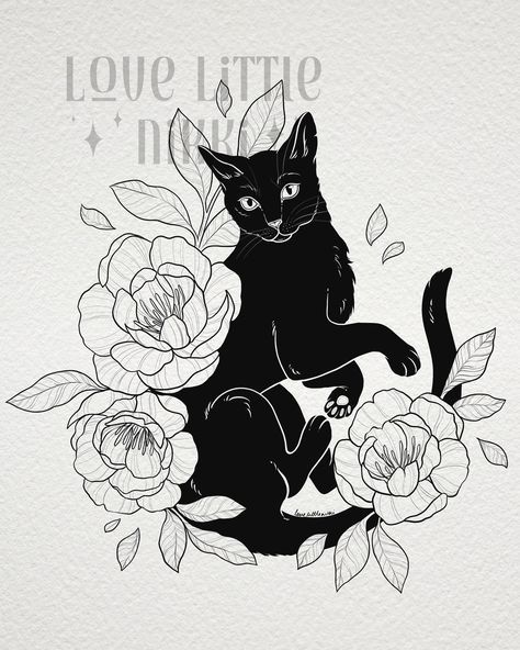 This little black kitty is for Emery 🐈‍⬛✨ I’ve worked with Emery back a while ago so it was nice to talk to them again and do up another pretty kitty piece for them! #cattattoo #tattoodesign #blackcat Large Black Cat Tattoo, Little Black Cat Tattoo, Neo Traditional Cat Tattoo, Black Work Tattoo, Black Cat Tattoo, All Black Cat, Tattoos Inspo, Idea Tattoo, Black Cat Tattoos