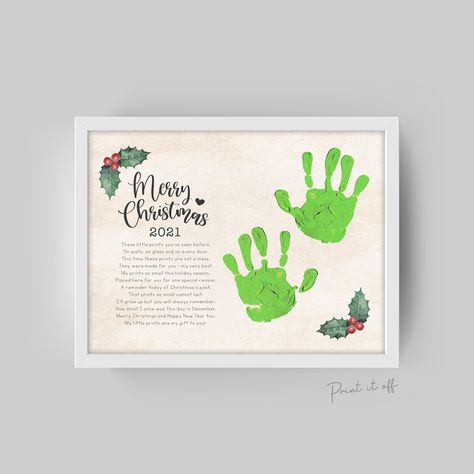 "Easily create a cute Xmas Gift for a loved one. Easy to make & perfect to cherish forever. ♥ PRINT IT OFF - Handprint & Footprint Art Made Easy ➜ This print is perfect for one child. POEM READS:  These little prints you've seen before, On walls, on glass and on every door. This time these prints are not a mess, They were made for you - my very best. My prints so small this holiday season, Placed here for you for one special reason. A reminder today of Christmas's past, That prints so small cann Handprint Poem, Christmas Handprint, Prek Crafts, Xmas Art, Story Birthday, Festive Crafts, Footprint Art, Winter Ideas, Preschool Christmas