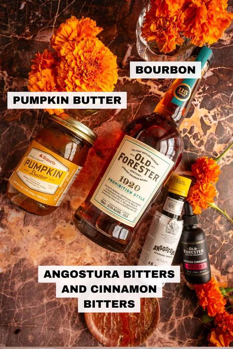 This pumpkin spice old fashioned is the perfect fall bourbon cocktail! It combines bourbon, an easy pumpkin spice syrup made from pumpkin butter, and spicy bitters. It's a dreamy mix of fall flavors that make it perfect for any festive occasion. Pumpkin Spice Old Fashioned, Cream Puff Dessert, Puff Dessert, Bourbon Smash, Sweet Bourbon, Bourbon Cocktail, Pumpkin Spice Syrup, Pumpkin Butter, Whiskey Sour