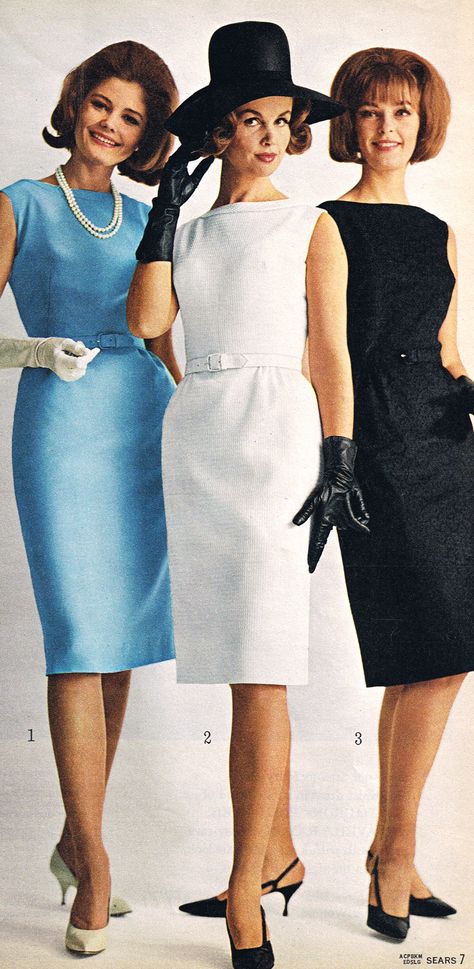 Sears 1964 Women In Dresses, 1960s Dresses, 1960 Fashion, Mode Retro, Fashion 1960s, Three Women, Sixties Fashion, Look Retro, Retro Mode