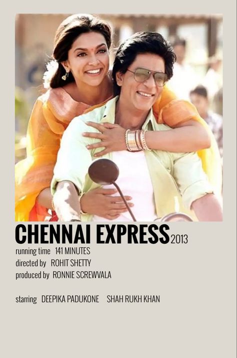 Chennai Express Movie, Hindi Movie Poster, Top Bollywood Movies, Movie Poster Template, Movie Character Posters, Srk Movies, Chennai Express, Old Film Posters, Movies To Watch Teenagers