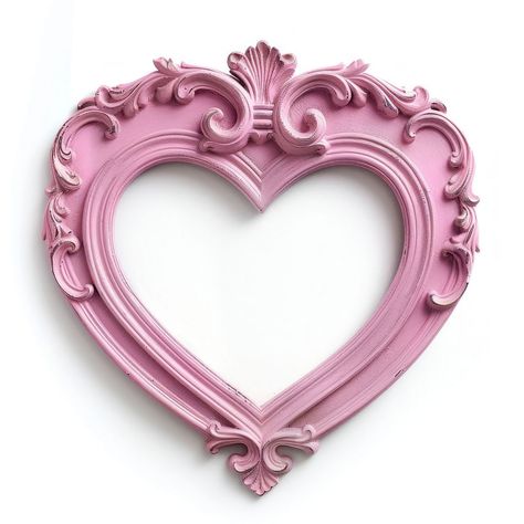 Elegant pink heart-shaped frame | free image by rawpixel.com / Adjima Pink Heart Frame, Strawberry Hearts, About Heart, Heart Shaped Frame, Frame Ideas, Vintage Frame, Heart Frame, Vintage Heart, Pink Walls