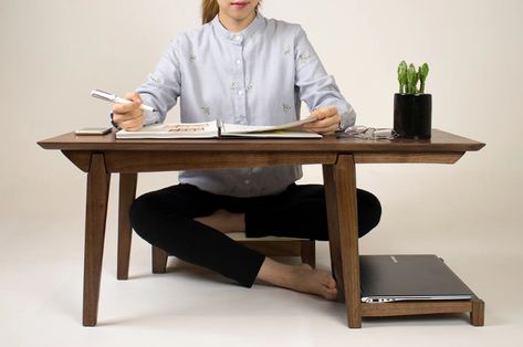 Sitting Desk, Korean Furniture, Floor Desk, Floor Sitting, 19th Century Style, Storage Places, Floor Seating, Japanese Interior, Wooden Desk