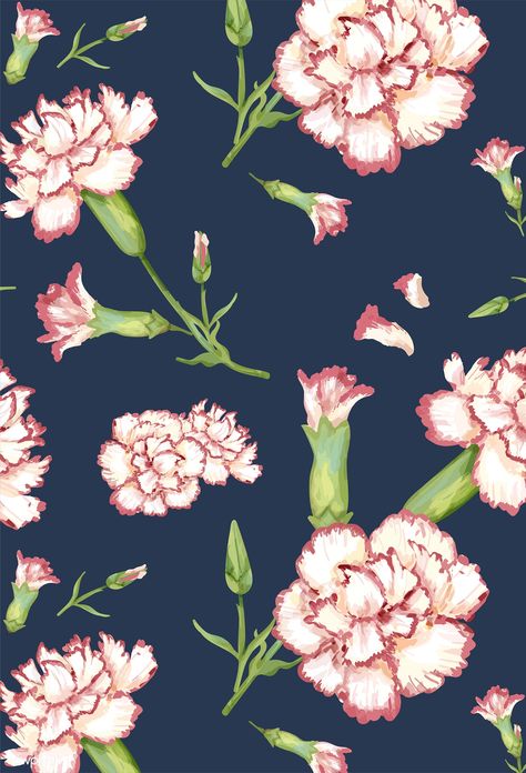 Hand drawn carnation pattern background | premium image by rawpixel.com Carnation Wallpaper, Carnation Pattern, Tropical Artwork, Diy Calligraphy, Tropical Background, Free Illustration Images, Hand Images, Plant Vector, Carnation Flower