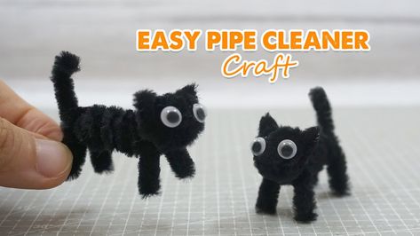 😍 Easy Tiny Kitten Pipe Cleaners Craft | How to make a Cat out of Pipe C... Pipecleaner Halloween Crafts For Kids, Halloween Crafts Pipe Cleaners, Mini Things Diy How To Make Easy, Pipe Cleaner Cat Tutorial, Pipe Cleaner Crafts Halloween, How To Make A Cat, Pipe Cleaner Crafts Easy, Pipe Cleaner Halloween Crafts, Pipecleaners Crafts Easy