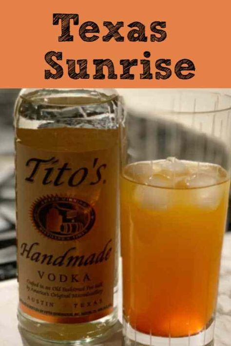 Tito's Vodka Recipes, What To Mix With Titos Vodka, Drinks To Make With Titos Vodka, Texas Drinks Alcohol, Tito Drink Recipes, Cowboy Theme Drinks, Titos Vodka Recipes Easy, Cowboy Drinks Alcohol, Cocktails With Titos