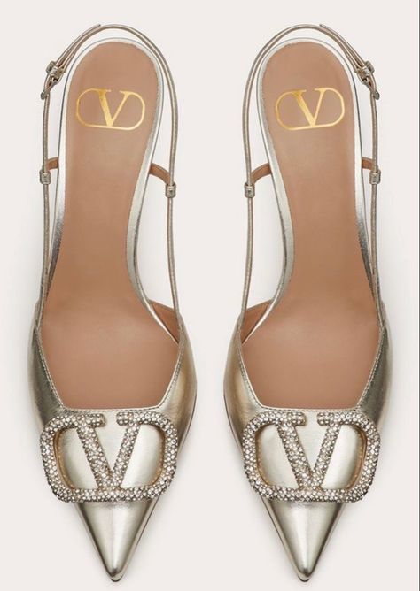 Valentino VLOGO GLOW LAMINATED NAPPA SLINGBACK PUMP Valentino Vlogo Heels, Valentino Slingback Heels, Wishlist Shoes, Valentino Shoes Heels, Heels Valentino, Valentino Heels, Fancy Heels, Fly Shoes, Sporty Shoes