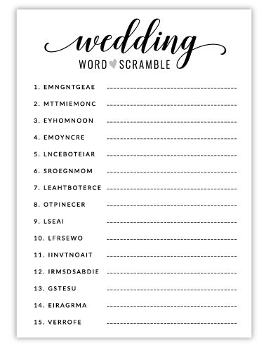 Free Printable Wedding Word Scramble Game Wedding Word Scramble Printable Free, Wedding Scramble Game, Free Wedding Games Printables, Wedding Shower Games For Couples Free Printable, Wedding Scattergories Free Printable, Kitchen Tea Games Free Printable, Free Printable Wedding Shower Games, Wedding Bingo Printable Free, Wedding Word Scramble Answers