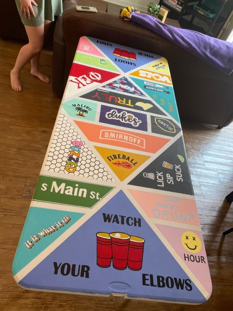 Pong Table Painted Simple, Watch Your Elbows Beer Pong, Guys Beer Pong Table Painted, Bottoms Up Pong Table, Diy Beer Pong Table Paint Ideas Simple, Diy Pong Table Ideas, Beer Pong Table Painted Alcohol Brands, Beer Pong Table Painted Ideas Funny, Shoot Your Shot Beer Pong Table