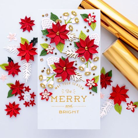 Yana Smakula ✂️ Cardmaking on Instagram: “May Your Season Be Merry & Bright 🎄 I'm having so much with this year's Christmas products from @teamspellbinders. I'm sharing the next…” Spellbinders Christmas Cards, Poinsettia Cards, Spellbinders Cards, Holiday Paper, Winter Cards, Christmas Cards Handmade, Christmas Season, Xmas Cards, Flower Cards