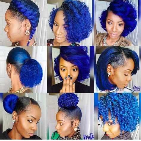 Blue hair goals  #blue#hair#bluehair #blackhair #blackhaircuts #blackhaircare #blackhairstyles #blackhairmag #blackhairflair… Layered Pixie Cut, Black Hair Cuts, Cabello Afro Natural, Bold Hair Color, Dyed Natural Hair, Pelo Afro, Natural Hair Community, Healthy Natural Hair, Penteado Cabelo Curto