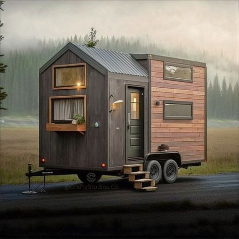 Tiny Home Wheels, Log Cabin Tiny House On Wheels, Trailer Homes Ideas, Tiny Home On Wheels Exterior, Small Tiny House On Wheels, Tiny House Portable, Tiny Home Camper, Mini House On Wheels, Micro House On Wheels