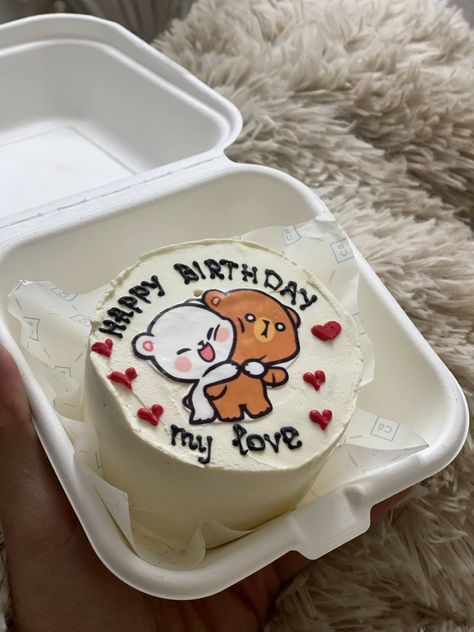 Bubu Dudu Cake Design, Funny Cake For Boyfriend, Bubu Dudu Cake, Anniversary Mini Cake Ideas, Cute Cake For Boyfriend, Cake For Bf Birthday, Bf Birthday Cake Ideas, Cute Birthday Cakes For Boyfriend, Cute Cake Designs For Boyfriend