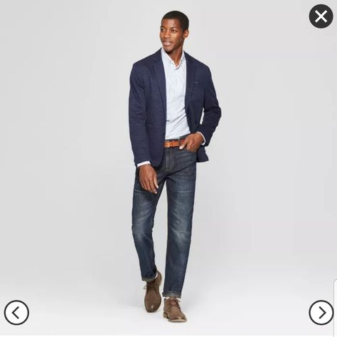 New Goodfellow & Co. Straight 28x30 Jeans. 30" In Seem And Dark Wash Color. Jeans Blazer Outfit, Business Casual Jeans, Blazer Outfits Men, Mens Business Casual Outfits, Outfits Hombre, Mens Outfit Inspiration, Fashion Business Casual, Straight Fit Jeans, Business Casual Men