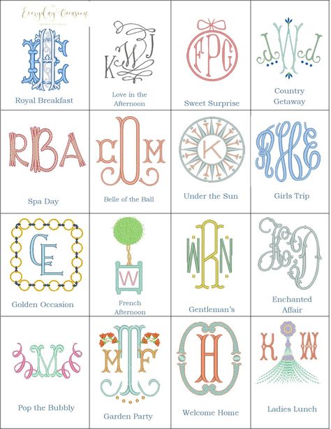 3 Letter Monogram Styles, Name Monogram Ideas, Monogram Design Initials, Monogram Bedding, Free Monogram Fonts, Linen Guest Towels, Monogram Ideas, Applique Pillows, Monogram Embroidery