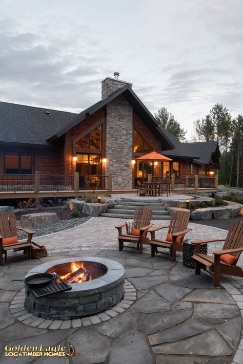 Stone Kitchen Hood, Open Concept Great Room, Timber Homes, Cabin Inspiration, Casas Coloniales, Timber Frame Homes, Log Cabin Homes, Timber House, Golden Eagle