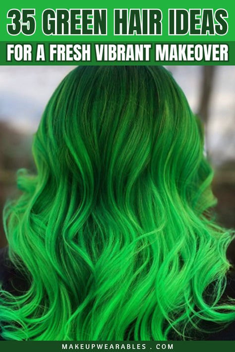 Green Hairstyle Ideas Purple Green Hair Color, Like Green Hair, Forest Green Hair Color, Emerald Green Hair Color, Green Hair Inspiration, Blonde And Green Hair, Green Hair Highlights, Green Hair Ideas, Purple And Green Hair