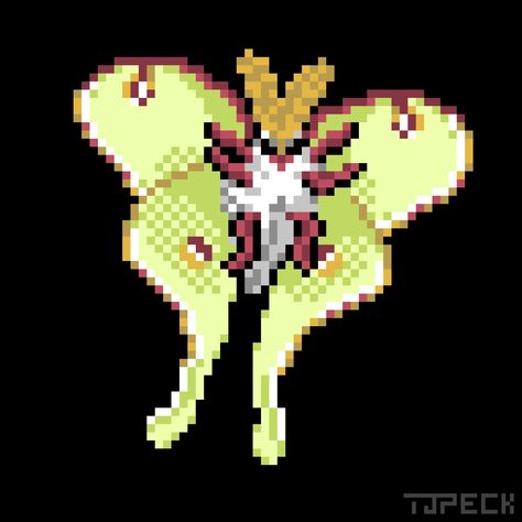 ArtStation - Luna Moth (Actias luna) Silk Moth, Pixel Crochet, Luna Moth, Pixel Art Pattern, Hatches, One Tree, Cross Stitch Art, Hama Beads, Pattern Art