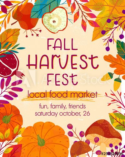 Harvest Festival Poster, Fall Posters, Harvest Fest, Plants Leaves, Market Poster, Page Decoration, Festival Flyer, Festival Poster, Autumn Harvest