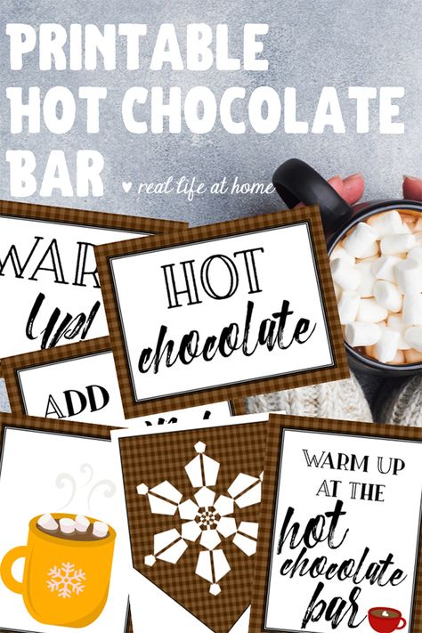 If you're planning to make a hot chocolate buffet for your next party, you'll love these free printable hot chocolate bar signs for decorations and labels. Hot Cocoa Bar Sign Diy, Hot Cocoa Sign Free Printables, Hot Cocoa Bar Sign Free Printable, Hot Chocolate Bar Sign Printable Free, Hot Cocoa Bar Printables Free, Free Hot Cocoa Bar Printables, Hot Chocolate Bar Free Printables, Hot Chocolate Sign Printable, Sunshine Cart