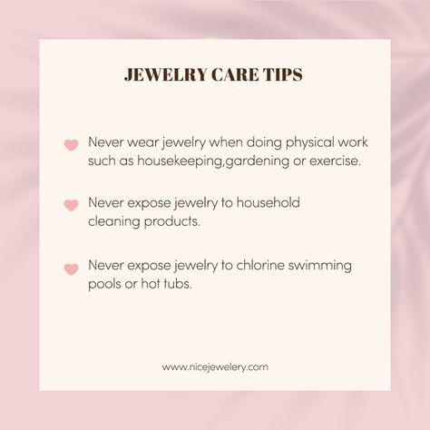 Enhance the longevity of your precious jewelry pieces with our expert tips on jewelry care. Protect your investment by avoiding physical strain and exposure to harsh chemicals and chlorine, and witness the everlasting glow of your jewelry collection. Get yours now:👇 Link in bio: 🌐 Follow us: @nice.jewelery #Nicejewelery #jewelry #jewelrycare #bangles Bio Ideas For Jewelry Business, Jewelry Instagram Bio Ideas, Jewelry Bio For Instagram, Fun Facts About Jewelry, Content Ideas Jewelry, Jewelry Care Tips Card, This Or That Jewelry Edition, Bio For Jewellery Page Instagram, Jewelry Care Tips