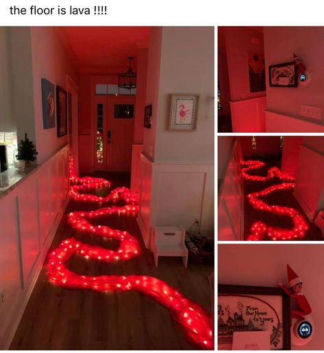 Elf on the shelf inspiration - Floor is lava Elf Lava Floor, Elf On Shelf Floor Is Lava, Elf On The Shelf The Floor Is Lava, Elf Floor Is Lava, Elf On The Shelf Floor Is Lava, The Floor Is Lava Elf On The Shelf, Floor Is Lava Elf On Shelf, The Floor Is Lava Elf, Floor Is Lava Birthday Party