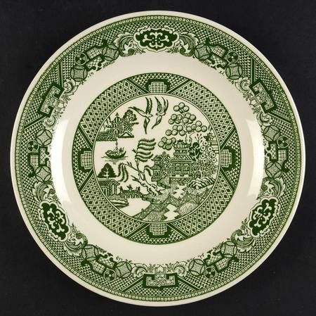 Vintage Dishes Antiques, Green Dinnerware, Green China, Willow Green, Green Plates, Tiered Serving Trays, Willow Pattern, Pattern Code, Solid Background