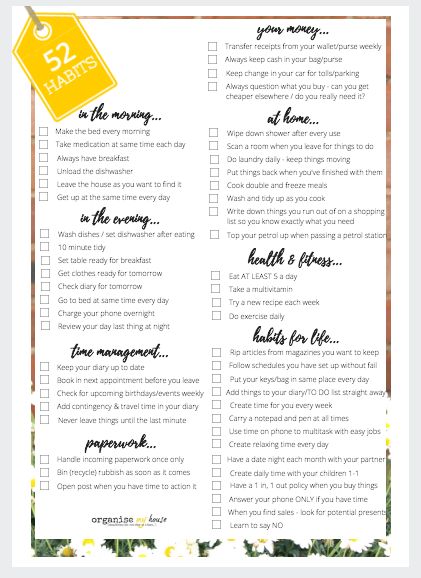 Habits can literally change your life - create good habits for a stress free. Get organised now with 52 new habits plus their benefits for motivation. 1000 Lifehacks, Printable Checklist, Life Plan, Good Habits, Bullet Journaling, Life Organization, Time Management, Getting Organized, Better Life