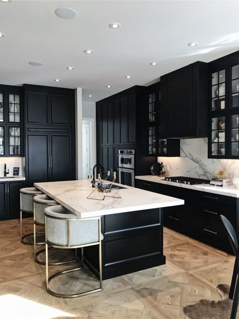 New Construction Kitchen Cabinets, Dark Modern Kitchen, Quartzite Kitchen, Florida Kitchen, Property Ideas, Condo Remodel, Future Kitchen, Black Kitchen Cabinets, Remodel Inspiration