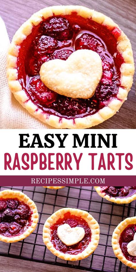 Mini Rasberry Tart, Raspberry Tartlets Recipe, Strawberry Tart Recipe Mini, Easy Raspberry Tart Recipes, Raspberry Jam Tarts, Mini Raspberry Desserts, Strawberry Tarts Mini Easy, Raspberry Tarts Mini, Individual Fruit Tarts