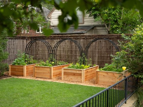 Raised Flower Bed With Trellis, Backyard Ideas With Raised Garden Beds, Narrow Side Yard Garden, Veg Boxes Raised Beds, Front Yard Planter Ideas Raised Beds, Raised Garden Beds Next To House, Raised Bed Garden Along Fence, Four Raised Garden Beds, Vegetable Gardens For Small Yards