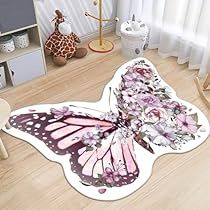 Girls Bedroom Pink, Pink Dorm Room Decor, Pink Dorm Rooms, Movie Night Decorations, Butterfly Rug, Game Area, Pink Dorm, Butterfly Room, Boy Girl Bedroom