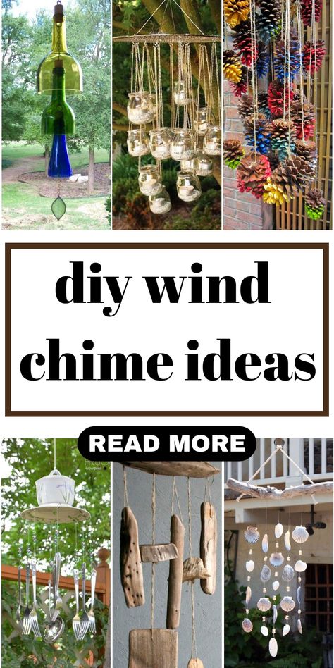 The wind chimes not only can decorate but also bring funny sounds to your house. If you feel your backyard is too monotonous and faint, these wind chimes can help beautify and bring the fun that you are looking for. Glass Jar Wind Chime, Wood Chimes Diy, Wind Chimes Recycled Materials, Flower Pot Wind Chime, Easy Diy Wind Chimes, Wind Chimes Craft Unique, Handmade Windchimes Diy, Christmas Wind Chimes Diy, Driftwood Wind Chime Ideas