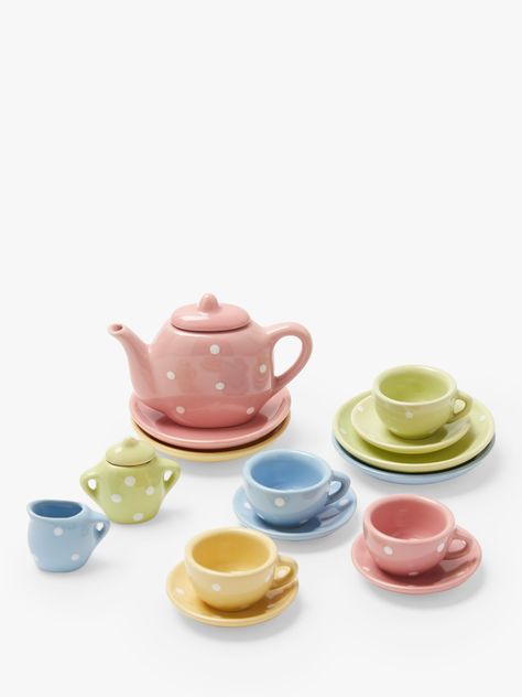 John Lewis & Partners 15 Piece Toy China Tea Set Play Tea Set, Fine China Set, Childrens Tea Sets, Toy Tea Set, Hosting Friends, Mini Tea Set, Tea Party Setting, Imaginary Play, Tea Diy