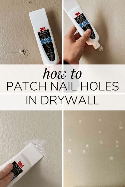 How to Patch Nail & Screw Holes In Your Walls – Love & Renovations How To Fix Nail Holes In Walls, How To Cover Holes In Wall, Patching Holes In Walls, Fix Hole In Wall, Holes In Wall, Patch Drywall, Fill Nail Holes, Nail Room Ideas, How To Patch Drywall